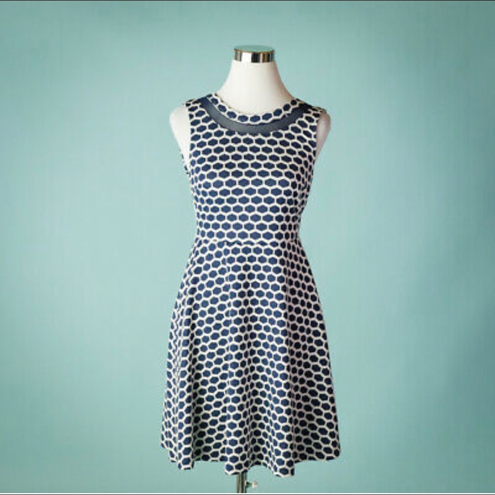 Textured Geometric Fit and Flare Knit Dress